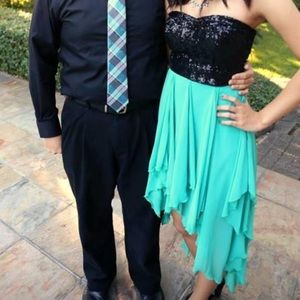 Blue and Black High Low Dress